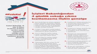 İçişleri Bakanlığından 4 günlük sokağa çıkma kısıtlamasına ilişkin genelge