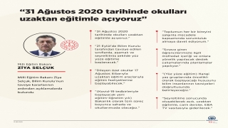 Milli Eğitim Bakanı Selçuk: "Toplumun her bir bireyini salgınla mücadele kapsamında sorumluluk almaya davet ediyorum."