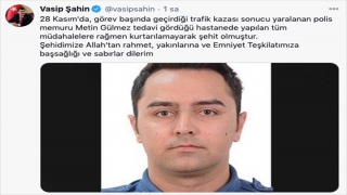 Ankara Valisi Vasip Şahin’den vefat eden polise taziye mesajı