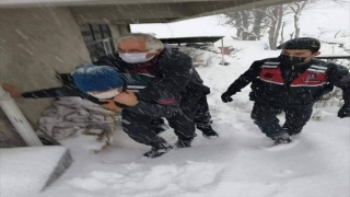 Ordu’da yardıma koşan jandarma, evinden çıkamayan yaşlı hastayı sırtında ambulansa taşıdı