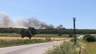 Bozcaada’da ormanlık alanda çıkan yangına müdahale ediliyor