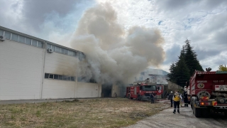 Eskişehir’de ambalaj fabrikasında çıkan yangına müdahale ediliyor