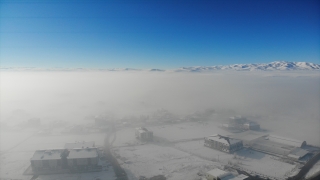 Kar ve sisle kaplanan Ağrı drone ile görüntülendi