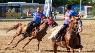 Malatya’daki kayısı festivalinde atlı cirit gösterisi sunuldu