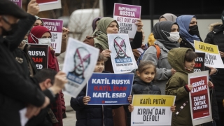 Rusya’nın Ukrayna’ya saldırıları Ankara’da protesto edildi