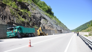 BartınKarabük kara yolundaki heyelan bölgesinde güçlendirme çalışmasına başlandı